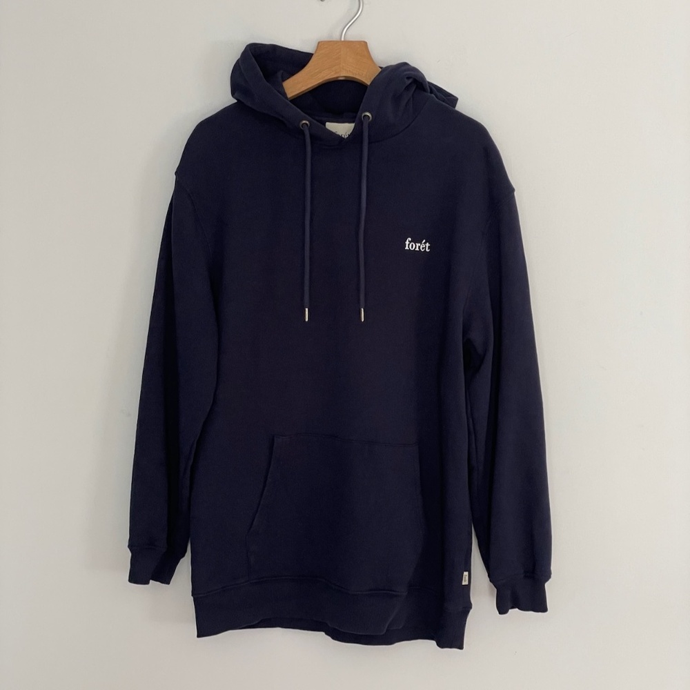 Foret Men Navy Organic Cotton Sweatshirt Hoodie Size L